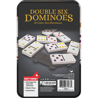 Double Six Dominoes in Tin - 28 Colour Dot Dominoes