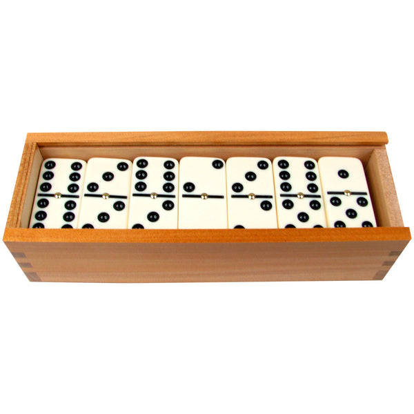 Double Six Dominoes w/ Wood Case - Set of 28