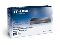 TP Link TL-SG1008PE 8 Port Gigabit POE Rackmount Switch with 8 PoE + Ports