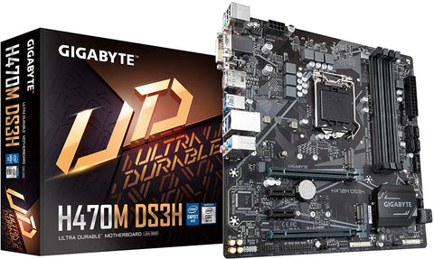 GIGABYTE H470M DS3H Socket LGA1200/ Intel H470/ DDR4/ Quad-GPU & 2-Way CrossFire/ SATA3&USB3.2/ M.2/ Micro ATX Motherboard