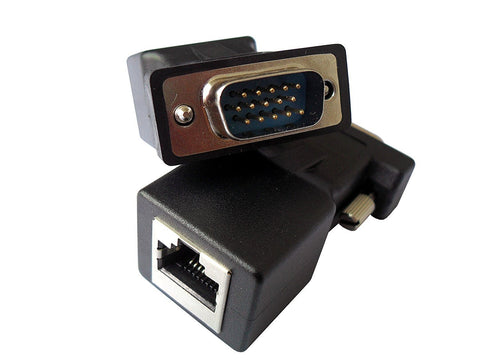 HUACAM HGA66 Cat5/Cat6/RJ45 VGA Extender Adapter, VGA 15 Pin Male to RJ45 Female Network Cable Connector