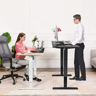 Farexon Electric Height Adjustable 59 x 24 in Sit Stand Desk w/ Ergonomic Curved Workstation Overszed Mouse Pad