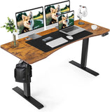 Farexon Electric Height Adjustable 59 x 24 in Sit Stand Desk w/ Ergonomic Curved Workstation Overszed Mouse Pad