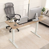 Farexon Electric Height Adjustable 59 x 24 in Sit Stand Desk w/ Ergonomic Curved Workstation Overszed Mouse Pad