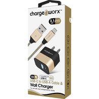 Chargeworx USB+USB-C Wall Charger & USB-C Cable