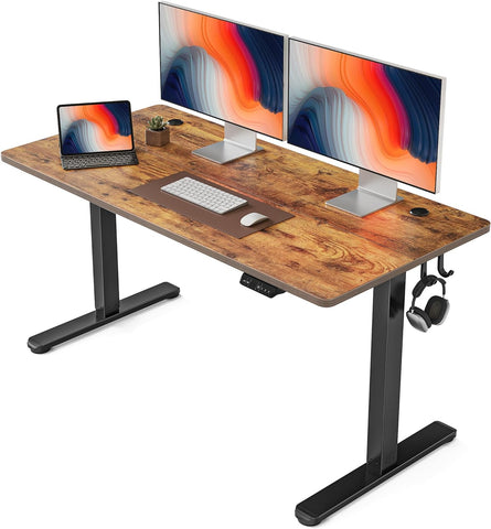 Fezibo Height Adjustable Electric Sit Stand Desk w/ Pencil Holder, 55 x 24 inches