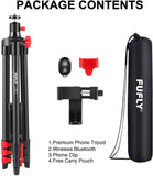 Fufly Adjustable Extendable Tripod w/ Phone/Camera Holder & Bluetooth Remote w/ Travel Bag