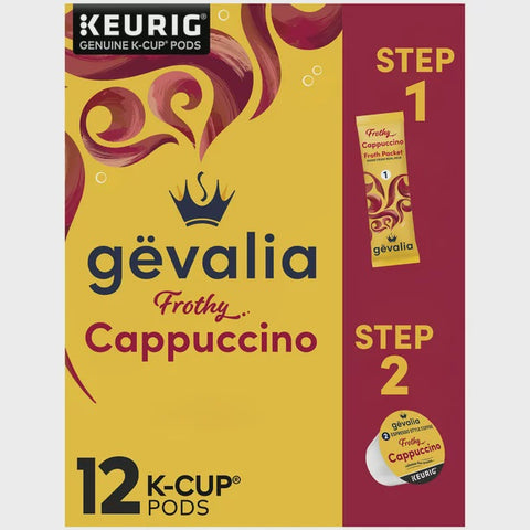 Gevalia Cappuccino K-Cup Espresso Coffee Pods & Cappuccino Froth Packets, 12ct