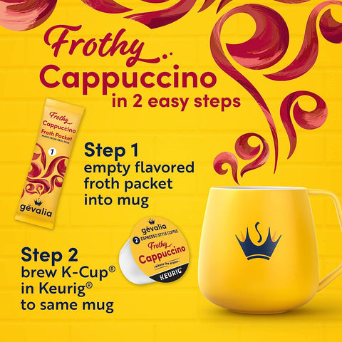 Gevalia Cappuccino K-Cup Espresso Coffee Pod & Froth Packet - Singles