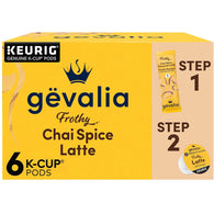 Gevalia Chai Spice Flavoured Latte Espresso K-Cup Coffee Pods & Froth Packets, 6ct