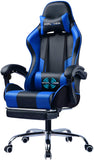 GTPLAYER Ergonomic Pu Leather Gaming Chair w/ Footrest & Massager Lumbar Support