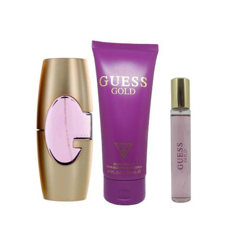 Guess Gold 3 Pc Gift Set - Eau de Parfum 75ml, Body Lotion 200ml, Travel Spray 15ml
