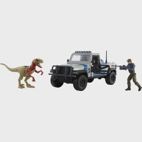 Jurassic World Search 'n Smash Truck Set w/ Atrociraptor Dino & Human Action Figure Toys