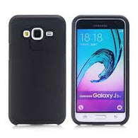 Samsung J1 2016 Hybrid Dual Layer Shockproof Rubber Defender Case - BLACK