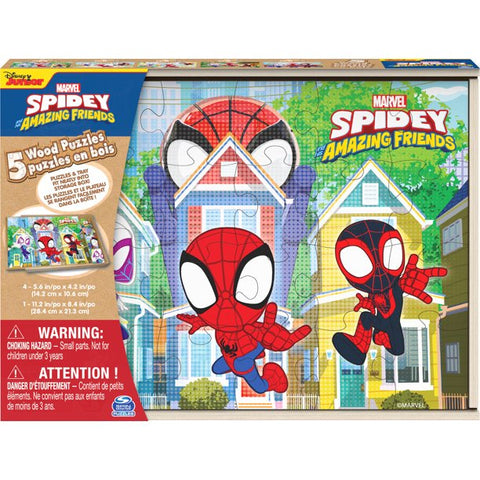 Spidey and Friends 5-Pack Of Wood Jigsaw Puzzles - Ages 3+