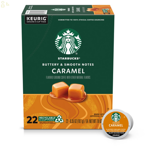 Starbucks Caramel Flavored Coffee, K-Cup Coffee Pods, Naturally Flavored - 22 ct
