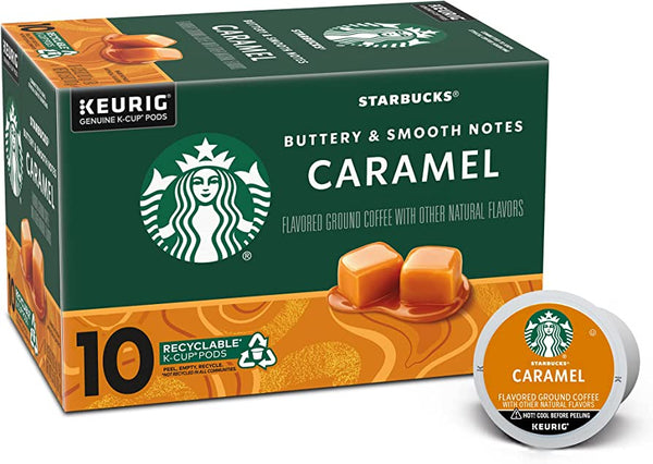 Starbucks Caramel Naturally Flavoured, Blonde Roast Coffee K-Cup Pods - 10 ct