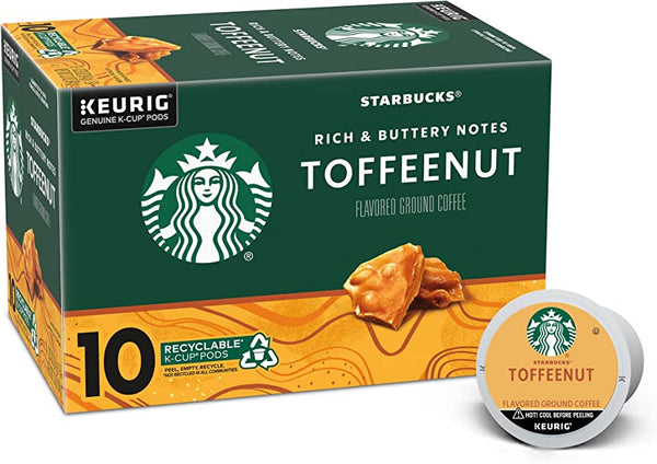 Starbucks Toffeenut Naturally Flavoured, Medium Roast Coffee K-Cup Pods - 10 ct