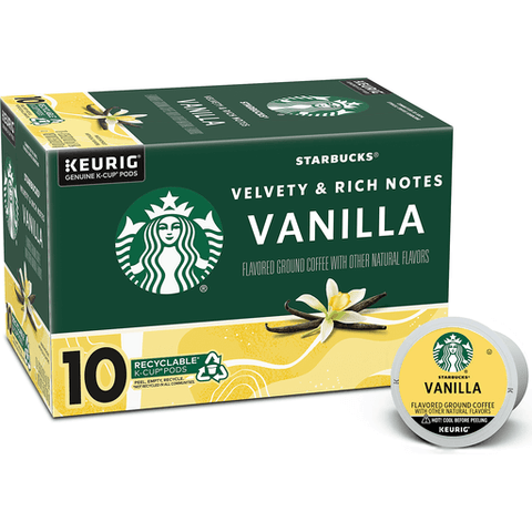 Starbucks Vanilla Naturally Flavoured, Light Roast Coffee K-Cup Pods - 10 ct