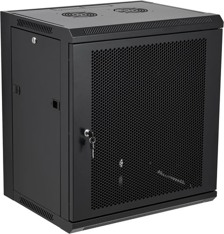 Tedgetal 12U Wall Mount Server Cabninet Network Rack Vented Enclosure Locking Door