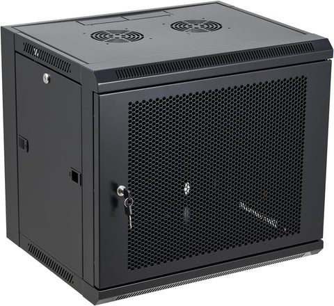 Tedgetal 9U Wall Mount Server Cabninet Network Rack Vented Enclosure Locking Door