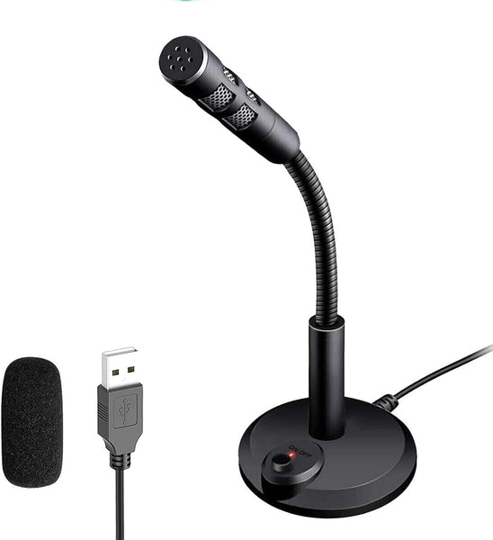 USB Computer Plug & Play Microphone w/ Mute button & LED Indicator for Streaming, Podcasting, Gaming, Skype, YouTube