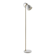 Versanora Quincy Floor Lamp w/ Real White Marble Base - White/Antique Brass